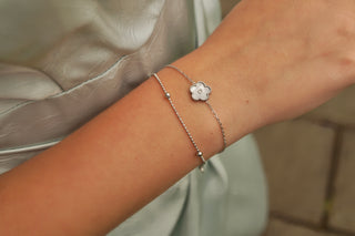 Silver Marble Flower (2 in 1) - Bracelet