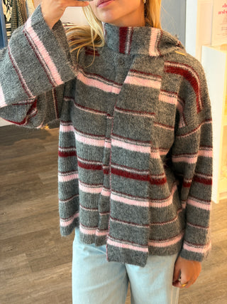Grey & Bordeaux - Gilet + Scarf