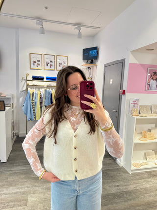 Sleeveless White Elisa - Gilet