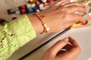 Red Galaxy Heart Charms - Bracelet