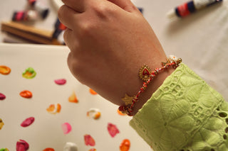 Red Galaxy Heart Charms - Bracelet