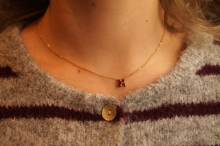 Red Diamond Flower - Necklace