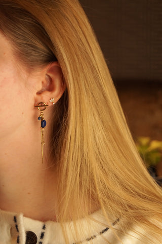 Circle & Navy Blue Pearls - Earrings