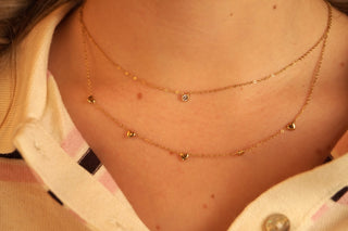 Multi Hearts & Diamond (2-in-1) - Necklace
