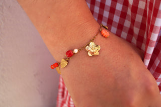 Orange Flowery Charms - Bracelet