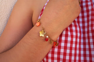Orange Flowery Charms - Bracelet
