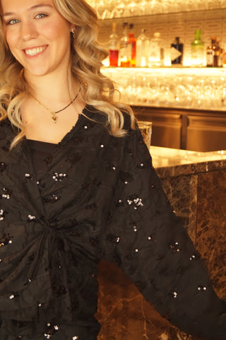 Black Pearls & Golden Heart - Necklace
