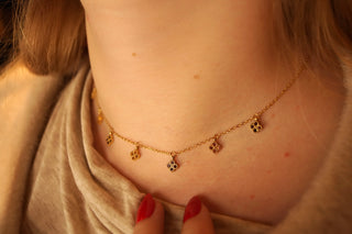 Multi Brown Diamond Clovers - Necklace