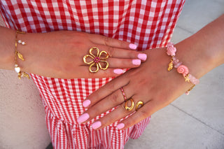 Pink Pearly Flower - Ring