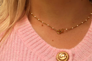 White Connected Hearts - Necklace