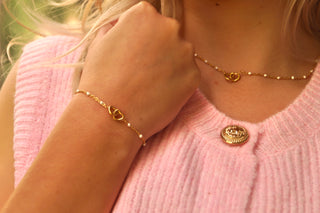 White Connected Hearts - Bracelet