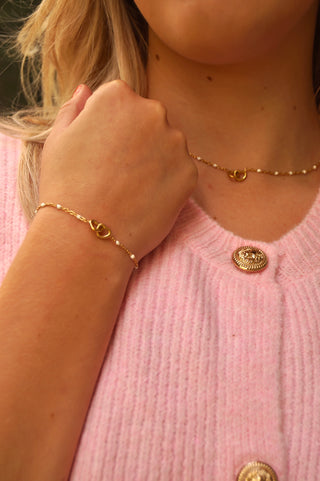 White Connected Hearts - Bracelet