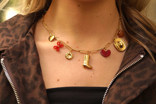 Red & Brown Cowboy Charms  - Necklace