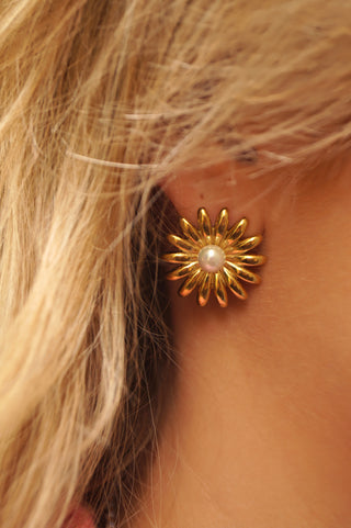 Pearly Sunflower - Earrings