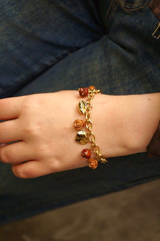 Brown Cowboy & Flower Charms - Bracelet