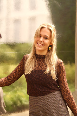 Black Pearl & Leaves - Earrings