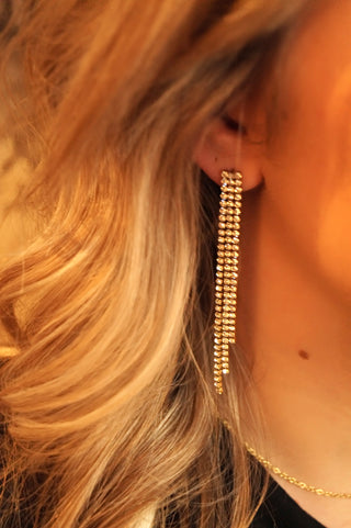 Long Triple Strass - Earrings