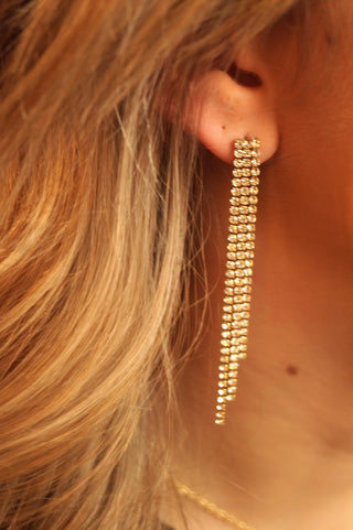 Long Triple Strass - Earrings