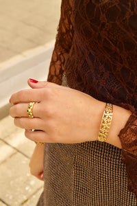 Double Flowers Bangle - Bracelet