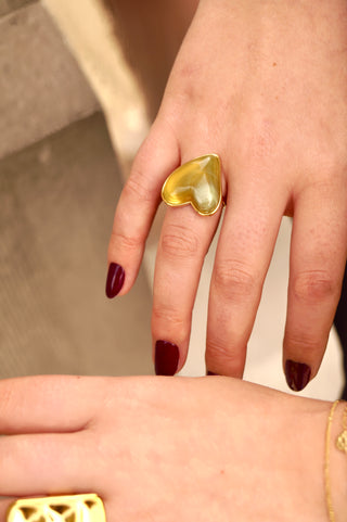 Green Marble Heart - Ring