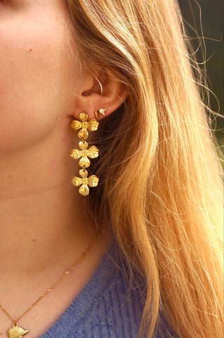 Triple Long Flowers - Earrings