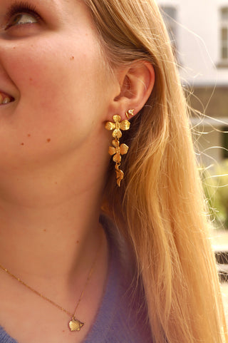 Triple Long Flowers - Earrings