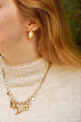 Pearly Teardrop Studs - Earrings