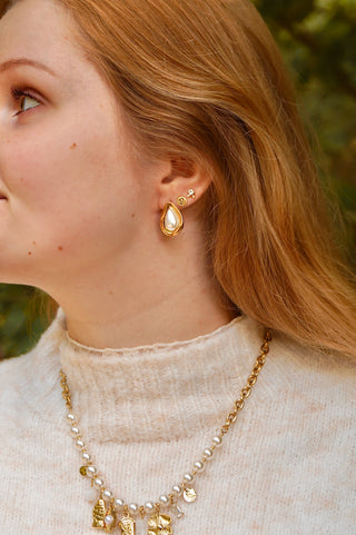 Pearly Teardrop Studs - Earrings