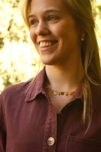 Load image into Gallery viewer, Orange Pearls &amp; Golden Coins - Necklace
