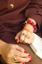 Load image into Gallery viewer, Red &amp; Purple Marble Pearls - Bracelet
