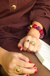 Red & Purple Marble Pearls - Bracelet