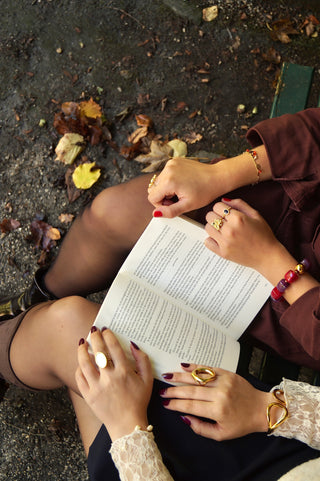 Red & Purple Marble Pearls - Bracelet