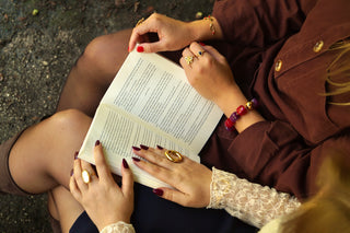 Red & Purple Marble Pearls - Bracelet