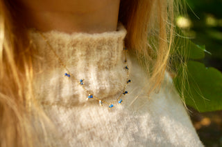 Blue Double Pearls - Necklace