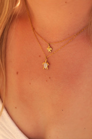 Golden Mini Turtle - Necklace