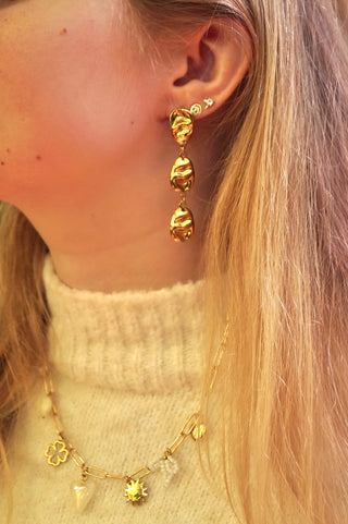 White Bow & Heart Charms - Necklace