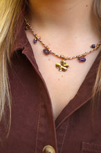 Load image into Gallery viewer, Purple Cord Pearly Charms - Necklace
