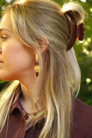 Red & Gold Drops - Earrings