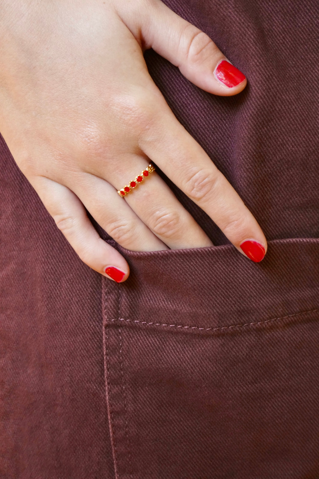 Tiny Red Flowers - Ring