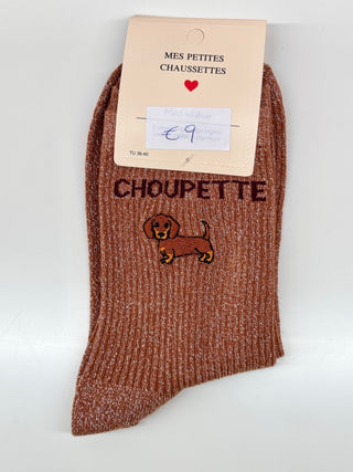 Brown 1 Teckel Glitter - Socks