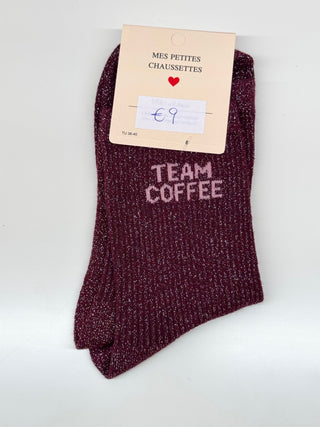 Burgundy Team Coffee Glitter - Socks