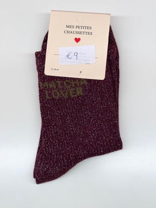 Burgundy Matcha Lover Glitter - Socks