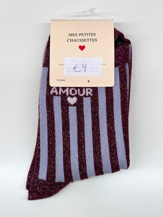 Light Blue Amour Stripes Glitter - Socks