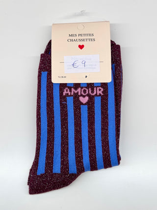Blue Amour Stripes Glitter - Socks