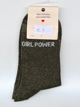 Kaki Girl Power Glitter - Socks