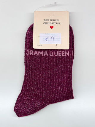Burgundy Drama Queen Glitter - Socks