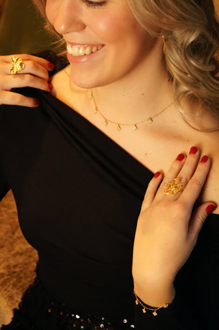 Multi White Diamond Clovers - Necklace