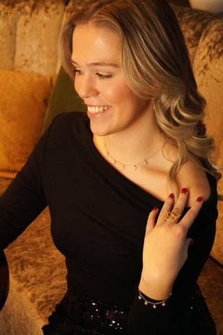 Multi White Diamond Clovers - Necklace