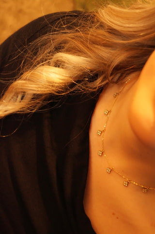 Multi White Diamond Clovers - Necklace
