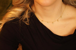 Multi White Diamond Clovers - Necklace